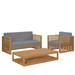 Carlsbad 3-Piece Teak Wood Outdoor Patio Outdoor Patio Set-EEI-5837-NAT-GRY