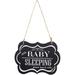 Baby Sleeping Sign shhh BABY SLEEPING Please Knock Softly Wood Decorative Sign Nursery Hanging Plaque Baby Door Cot Signï¼ˆblackï¼‰ï¼ˆ1pcs)