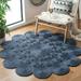 Natural Jute Round Blue Color Hand Braided Home Area Rug Living room Area rug Indoor Outdoor Carpet Door Mat-7X7 Square Feet (84X84 Inch)