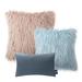 Phantoscope Designer s Choice Decorative Throw Pillow Set Fluffy Faux Fur & Modern Faux Leather Bundle 12 x 20 Dark Gray Leather + 20 x 20 Blue Fur + 22 x 22 Beige Fur 3 Pack