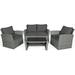 4PCS Patio Rattan Furniture Set Sofa Table W/Storage Shelf Turquoise/Red/Gray