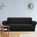 PiccoCasa Jacquard Stretch Sofa Slipcover Non Skid Couch Cover Black Large