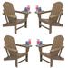 (Set of 4) Folding Plastic Adirondack Chair with 4 in 1 Cup Holder Plastic Adirondack Chairs Weather Resistant Fire Pit Chair for Deck Garden Backyard