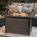 Nuu Garden 43 50000BTU Outdoor Propane Gas Fire Pit Table Rattan Aluminum Gas Burning Fire Pit Table with Lid Cover and Glass Beads Dark Brown