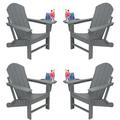 (Set of 4) Folding Plastic Adirondack Chair with 4 in 1 Cup Holder Plastic Adirondack Chairs Weather Resistant Fire Pit Chair for Deck Garden Backyard