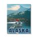 Stupell Industries Visit Alaska Seaplane Landing Snowy Mountain Scenery Graphic Art Gallery Wrapped Canvas Print Wall Art Design by David Owens Illustration