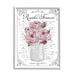 Stupell Industries Pink Roses Bouquet French Words Fancy Script Background Graphic Art White Framed Art Print Wall Art Design by Lettered and Lined