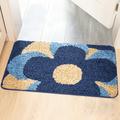 Door Mats Indoor SOCOOL 47 x32 Non Slip Absorbent Dirt Entry Mat for Indoor Machine Washable Door mat for Front Door Inside Back Door Indoor Home Entrance Welcome Mat Blue Yellow Flower DM2680B