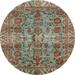 Ahgly Company Indoor Round Abstract Brown Red Abstract Area Rugs 3 Round