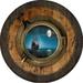 Pirate Ship Portal Window Pub Sign Large Oak Whiskey Barrel Wood Wall Decor