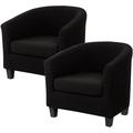 TOPCHANCES 2 Pack Velvet Tub Chair Covers with Separate Cushion Cover Stretch Armchair Slipcovers Non Slip Sofa Couch Slipcover Black