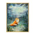 Designart Fox Over A Night Sky With Moon Children s Art Framed Canvas Wall Art Print