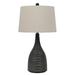 29 Inch Classic Table Lamp Textured Lined Body Ceramic Charcoal Black- Saltoro Sherpi