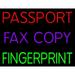 Passport Fax Copy Fingerprint LED Neon Sign 24 x 31 - inches Clear Edge Cut Acrylic Backing with Dimmer - Bright and Premium built indoor LED Neon Sign for Computer & Electronics store decor.