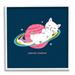 Stupell Industries Planet Mellow Tired White Cat Sleeping Saturn Rings Framed Wall Art 24 x 24 Design by Lisa Perry Whitebutton