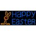 Happy Easter With Egg 1 LED Neon Sign 10 x 24 - inches Clear Edge Cut Acrylic Backing with Dimmer - Bright and Premium built indoor LED Neon Sign for special occasion decor.