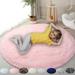 Round Fluffy Rug Faux Fur Round Rug Shaggy Floor Area Carpet for Living Bedroom Sofa Supplies (5.3 x 5.3 Ft)