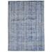 Handloom Blue Wool / Silk Rug 5X6 Modern Scandinavian Solid Room Size Carpet