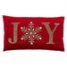 SARO 9053.R1220BD 12 x 20 in. Oblong Red Beaded Joy Throw Pillow with Down Filling