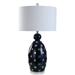 Lexi - Ceramic Table Lamp With Gold Jewels - Navy Finish - White Shade