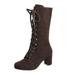 Womens Mid Calf Cone Block Heel Boots 60s 70s Retro Gothic Rock Punk Knee High Boots Mid Calf Boots Women Lace up Motorcycle Combat Boots Cowgirl Cowboy Boots Sale Clearance US Size 4 5 6 7 8 9