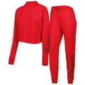 Women's Lusso Red Chicago Bulls Maddie & Matildas Raglan Tri-Blend Pullover Hoodie Jogger Pants Set