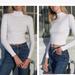 Brandy Melville Tops | Brandy Melville Mock Neck White Long Sleeve Ribbed Top | Color: White | Size: Os