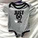 Nike One Pieces | Nike Just Do It Grey & Black Onesie Baby Boy Sz 6mos | Color: Black/Gray | Size: 6mb