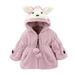 Verugu Toddler Baby Girls Boys Winter Coat Thicken Warm Jackets Baby Hooded Snow Outwear Coat Kids Solid Color Thicken Plush Cute Flowers Rabbit Ears Winter Hoodie Thick Coat Cloak Pink 6-9 Months