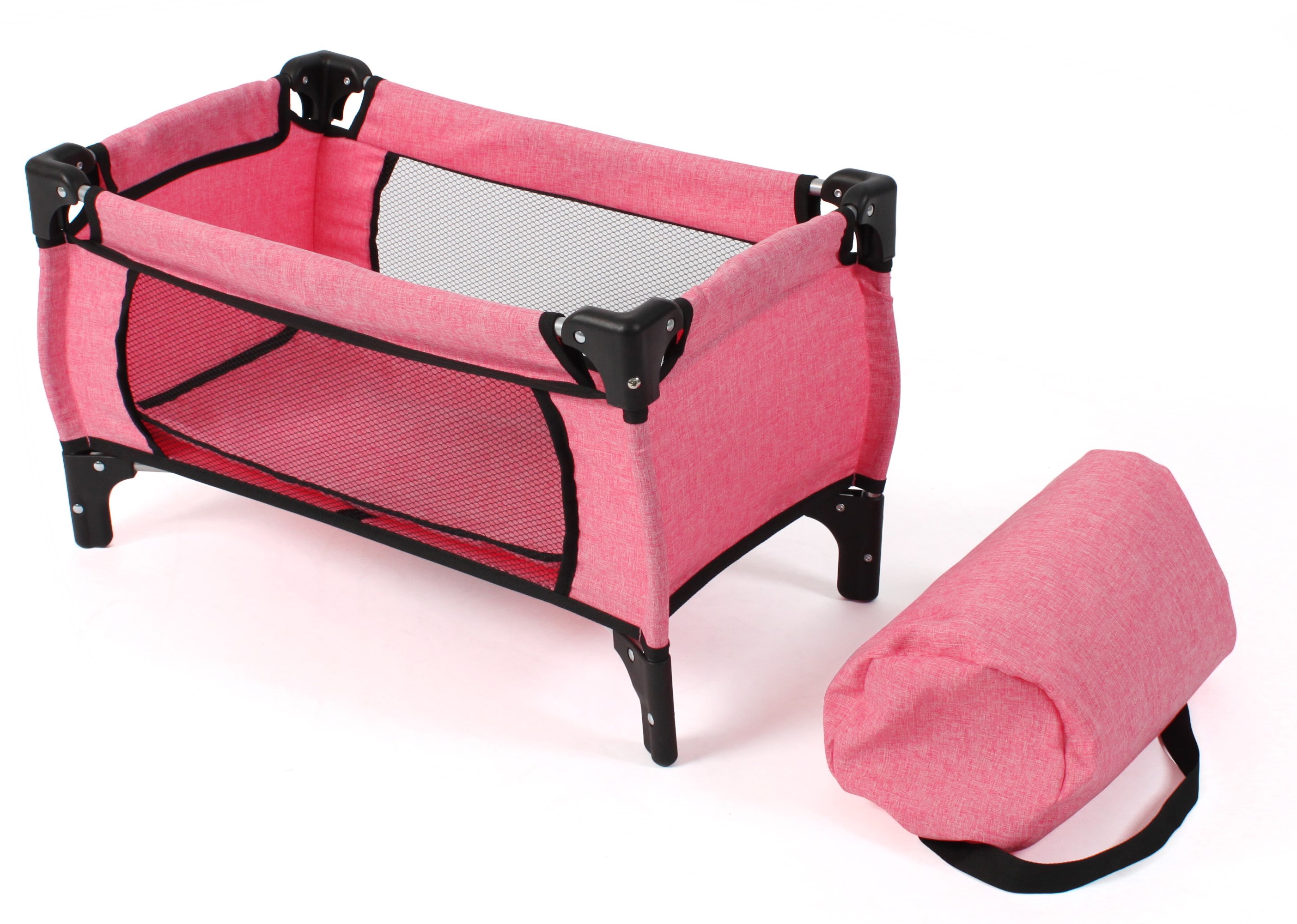 Puppenbett CHIC2000 "Deluxe, Melange Pink", rosa (melange pink), Puppenmöbel, KinderB:54cm H:33cm T:54cm, mit Tragetasche, B:54cm H:33cm T:54cm