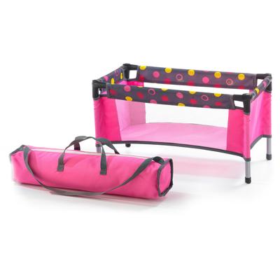 Puppenbett CHIC2000 "Puppen-Reisebett, Funny Pink", pink (funny pink), Puppenmöbel, KinderB:31cm H:32cm T:54cm, Stoff, Stahl, mit Tragetasche, B:31cm H:32cm T:54cm