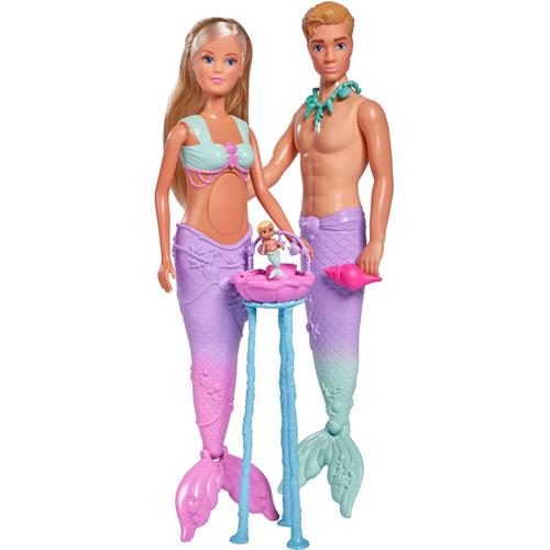"Anziehpuppe SIMBA ""Steffi Love, Mermaid Family"" Puppen bunt Kinder Altersempfehlung mit Kevin"