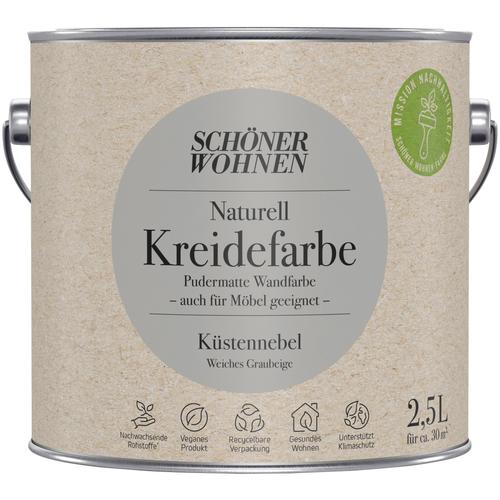 „SCHÖNER WOHNEN-FARBE Wand- und Deckenfarbe „“Naturell Kreidefarbe““ Farben 2,5 Liter, pudermatt, auch für Möbel geeignet, German Brand Award 2023 Gr. 2,5 l 2500 ml, grau (küstennebel) Wandfarbe bunt“