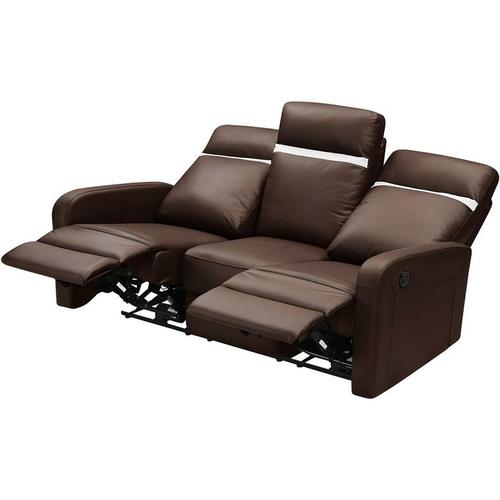 Relaxsofa 3-Sitzer elektrisch – Leder – Braun mit elfenbeinfarbenem Streifen – aberdeen