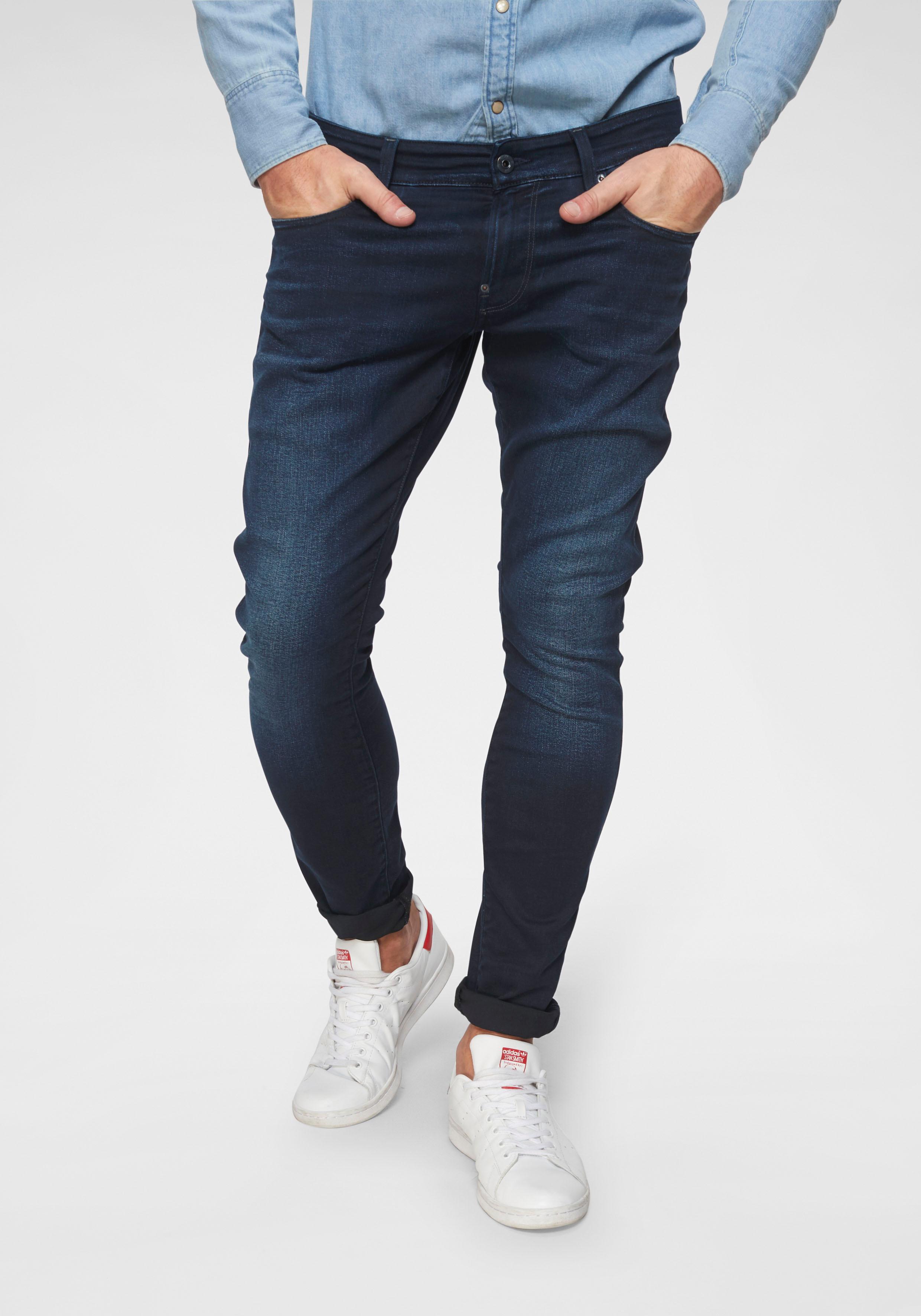 Skinny-fit-Jeans G-STAR "51010", Herren, Gr. 30, Länge 30, blau (schwarz aged), Denim/Jeans, Obermaterial: 70% Baumwolle, 28% Polyester, 2% Elasthan (LYCRA), Abriebeffekte, skinny fit lang, Jeans