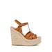 Tribute Leather Espadrille Wedge Sandals - Brown - Saint Laurent Heels