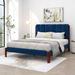 Latitude Run® Twin Solid Wood Upholstered Low Profile Platform Bed Wood in Blue | 43.7 H x 62.2 W x 83 D in | Wayfair