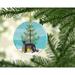 The Holiday Aisle® Devon Rex Cat Merry Christmas Ornament Ceramic/Porcelain in Black/Blue/Green | 2.8 H x 2.8 W x 0.15 D in | Wayfair