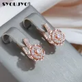 SYOUJYO-Boucles d'oreilles pendantes en cristal de fleur pour femmes document brillant en or 585