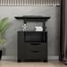 Height Adjustable Overbed End Table Wooden Nightstand with Swivel Top, Storage Drawers, Wheels and Open Shelf