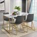 Modern Casual Set of 2 Upholstered Velvet Dining Chairs Side Chairs with Golden Metal Legs and Plywood Seat for Dining Room