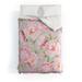 Utart Hygge Blush Pink Peonies Pattern On Gray Made To Order Full Comforter Set