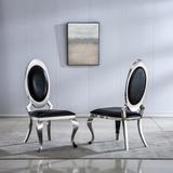 Fashionable and Classic Style Set of 2 Leather Upholstery Dining Chairs with Stainless Steel Curved Legs for Dining Room