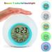 Alarm Clock for Kids Circular Colored Changing Snooze Desktop Table Alarm Clocks LED Digital Round Alarm Setting Snooze for Kids Home Office