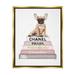 Stupell Industries Watercolor High Fashion Bookstack French Bulldog Metallic Gold Framed Floating Canvas Wall Art 24x30 by Amanda Greenwood