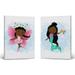 Smile Art Design Cute African American Art Fairy and Mermaid Decor 2 Piece Set Canvas Wall Art Print Kids Room Decor Baby Room Decor Nursery Decor Ready to Hang Made in the USA-(17x11)x2