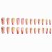 24Pcs Glossy False Nails Yellow Purple Striped Long Fake Nails for Women Girls