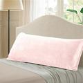 EVOLIVE Soft Micromink Faux Fur Faux Suede Body Pillow Cover 21 x54 Replacement with Zipper Closure (21 x54 Body Pillow Cover Pink)