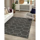 Unique Loom Geometric Trellis Frieze Rug Dark Gray/Ivory 6 1 x 9 Rectangle Trellis Traditional Perfect For Living Room Bed Room Dining Room Office