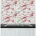 Ambesonne Flower Kitchen Curtains Windy April Weather 55 x45 Coral Black